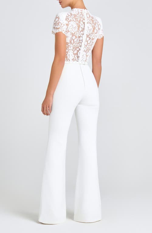 Nadine Merabi Harriet Flare Leg Lace & Crepe Jumpsuit
