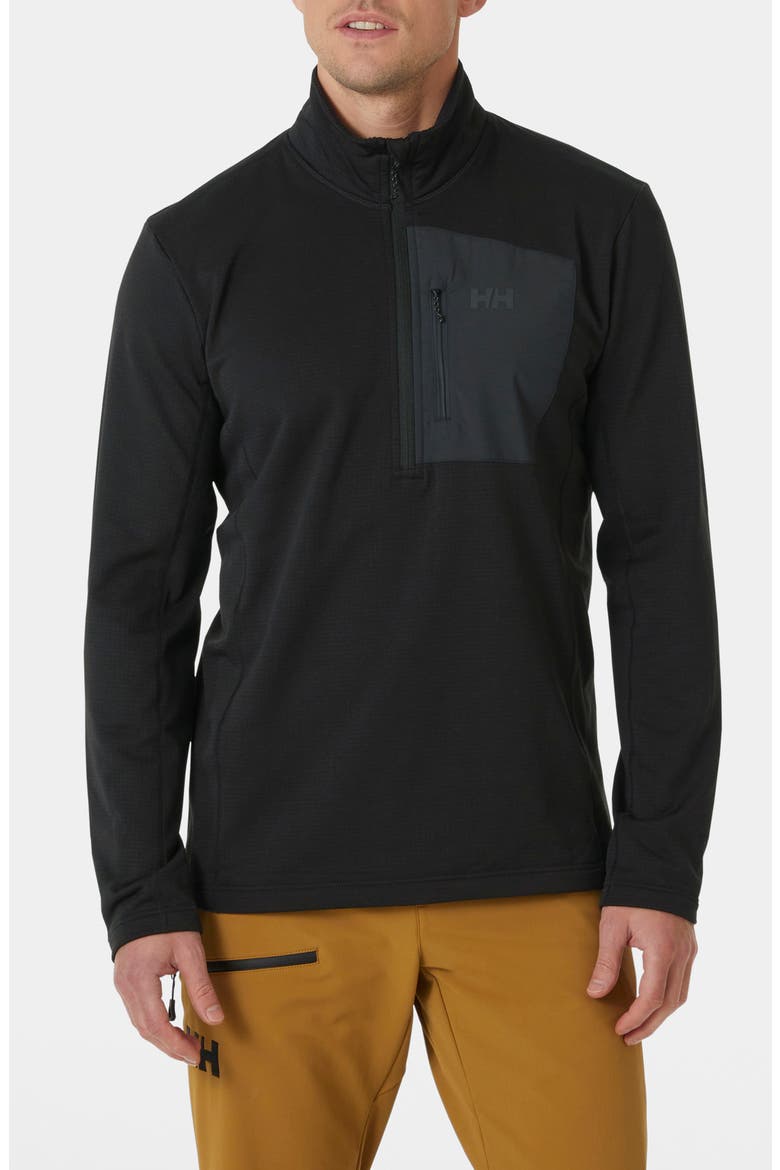 Versatile Half Zip Midlayer Fleece Pullover, Main, color, BLACK