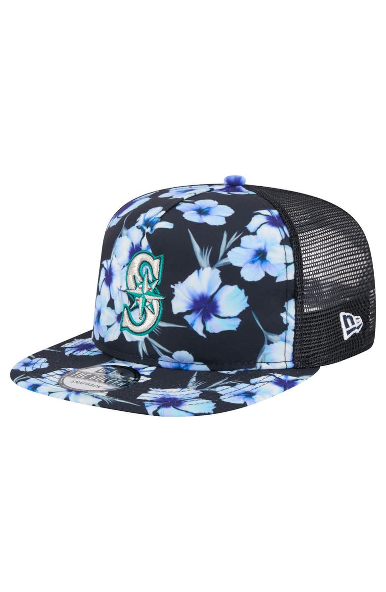 New Era Men's New Era Navy Seattle Mariners Adventure Pattern Golfer Trucker Snapback Hat, Main, color, 