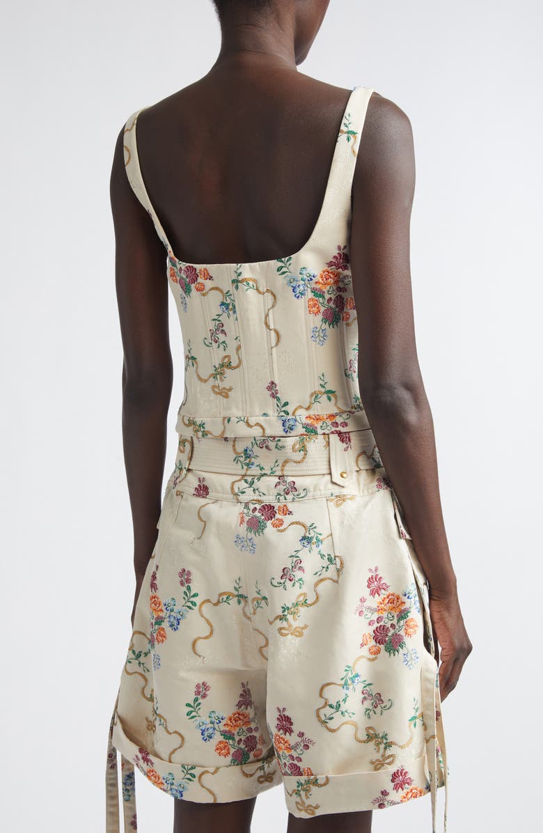 McQueen Distressed Floral Corset Top, Alternate, color, Ivory Multicolour