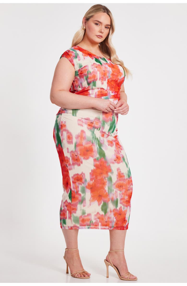 QUIZ Plus Size One Shoulder Mesh Maxi Dress, Alternate, color, Multi