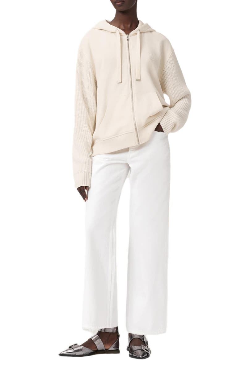 AllSaints Amphie Relaxed Fit Cotton Hoodie, Alternate, color, Tofu White