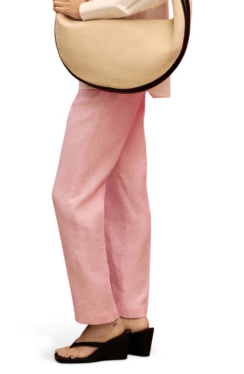 Mango Boreli Linen Pants In Light/pastel Pink