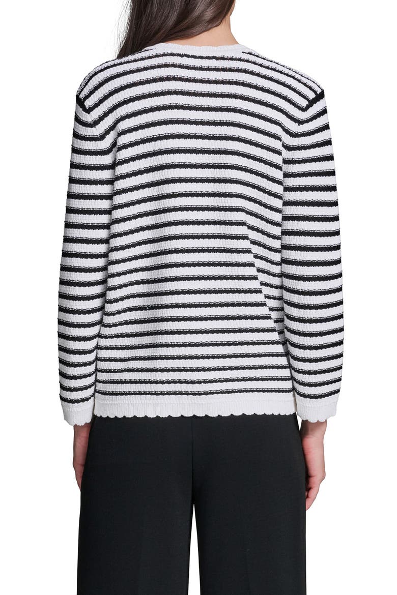 Stripe Cotton Blend Cardigan, Alternate, color, SOFT WHITE/ BLACK