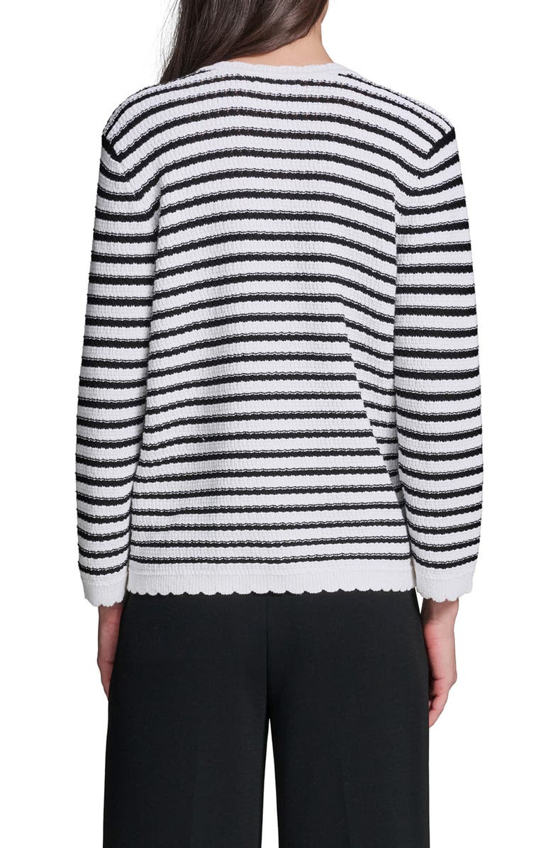 KARL LAGERFELD PARIS Stripe Cotton Blend Cardigan, Alternate, color, 
