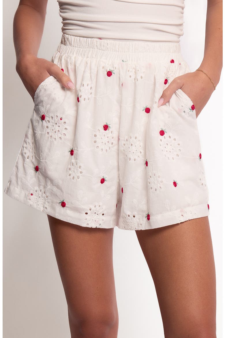 Aisha Cotton Eyelet Shorts, Alternate, color, WHITE