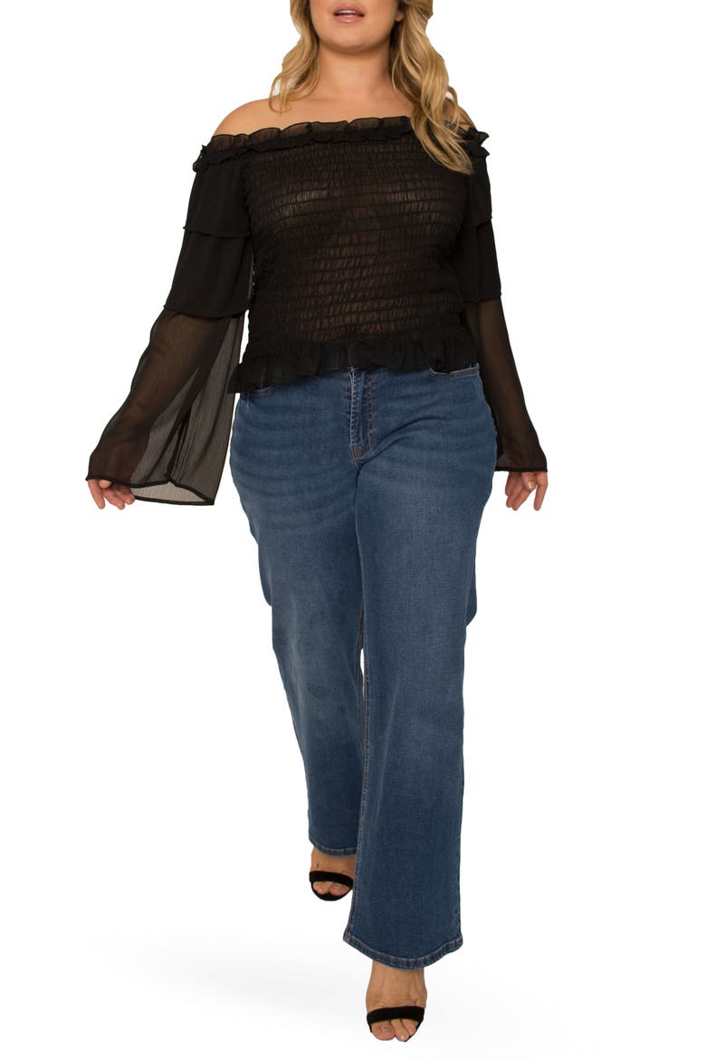 Slim Wide Leg Jeans, Alternate, color, WHISKER