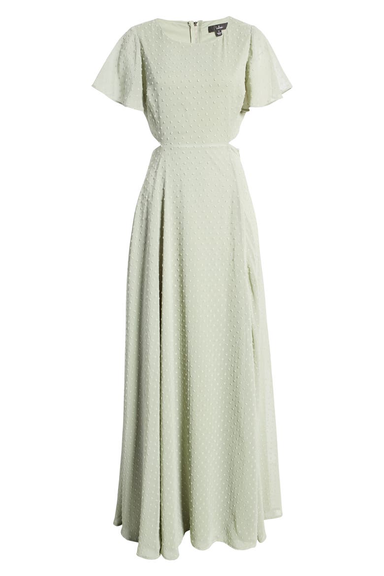 Deep in My Heart Swiss Dot Cutout Dress, Alternate, color, SAGE