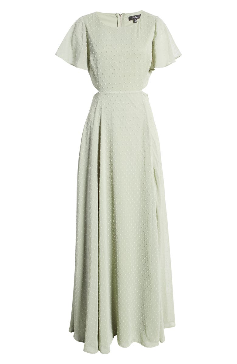 Lulus Deep in My Heart Swiss Dot Cutout Dress, Alternate, color,