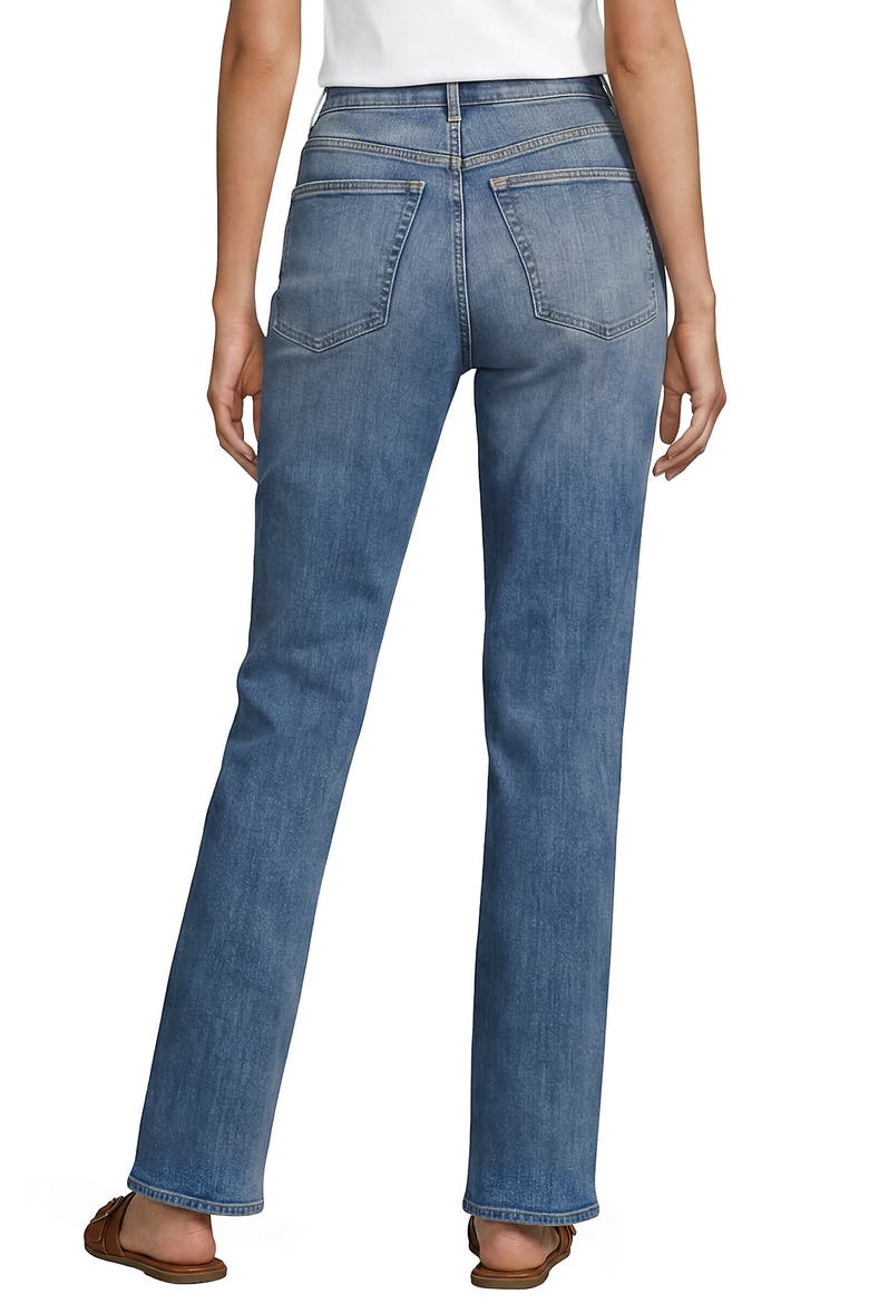 Denim High Rise Straight Curvy Jeans, Alternate, color, Medium Ocean Blue Wash