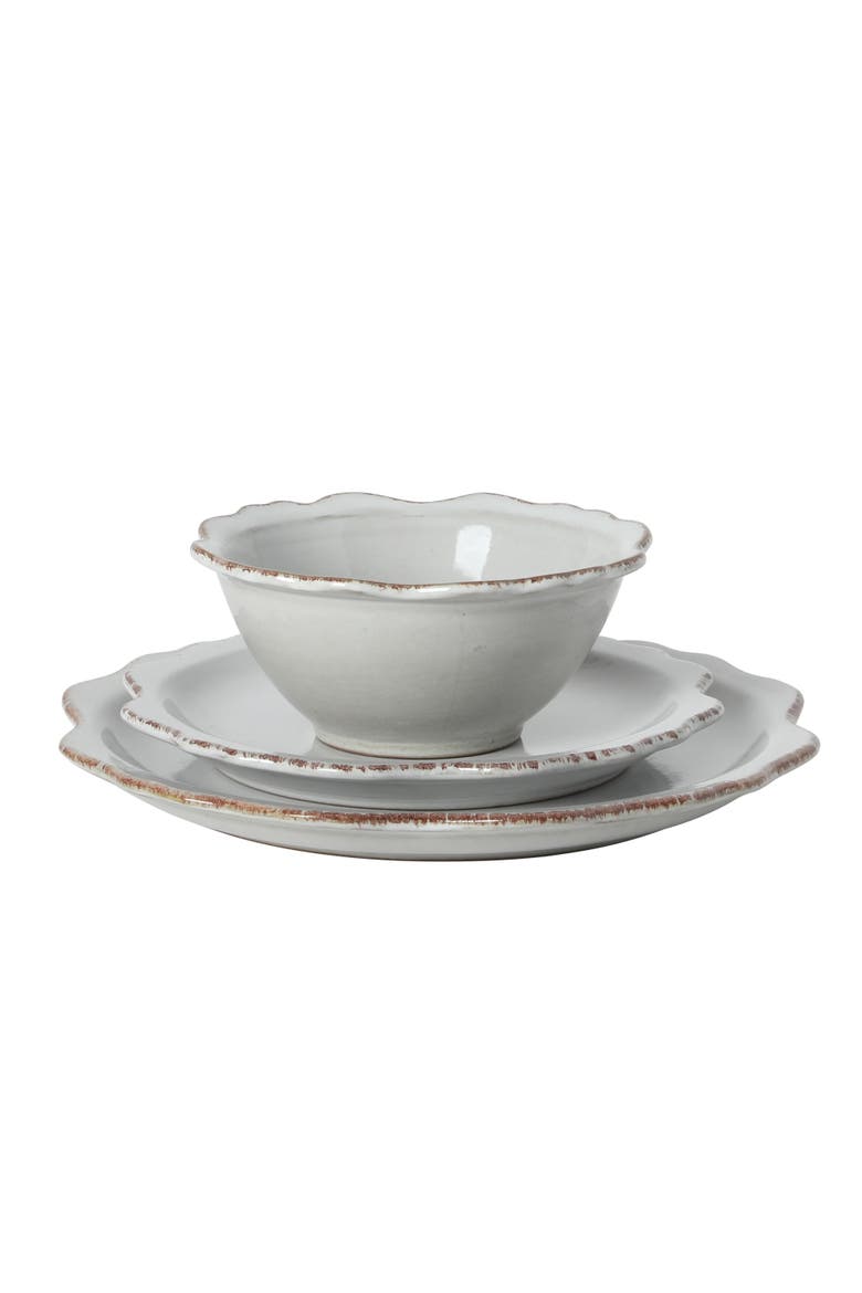 Kennon Road 12-Piece Scalloped Stoneware Dinnerware Set, Alternate, color, White