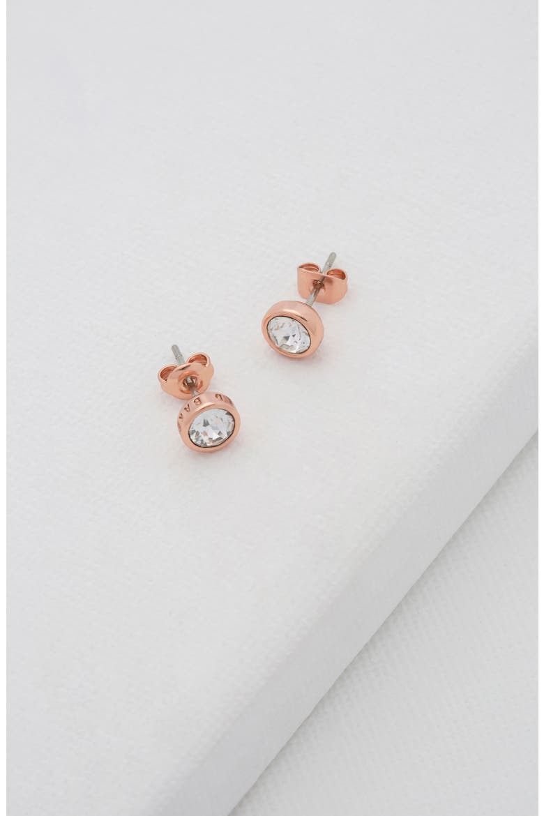 Sinaa Crystal Stud Earrings, Alternate, color, CRYSTAL/ ROSE GOLD