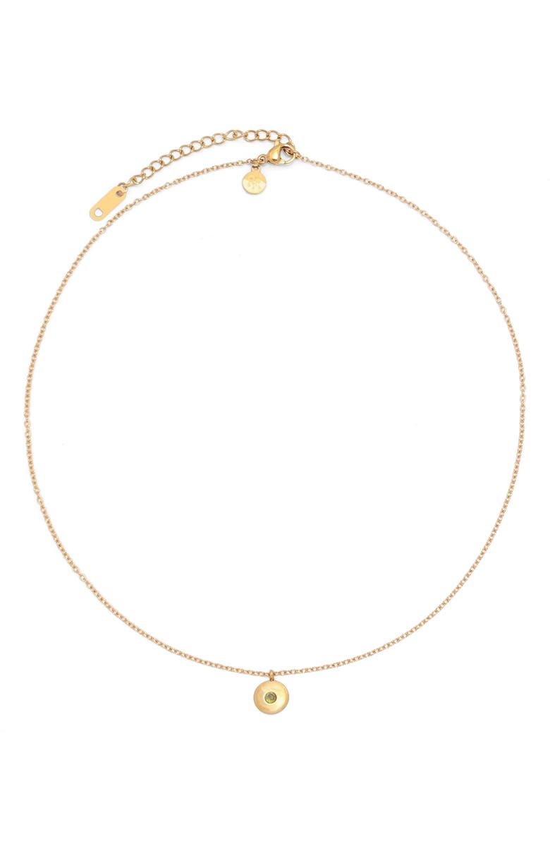Petit Moments Birthstone Disc Pendant Necklace, Main, color, Gold-August