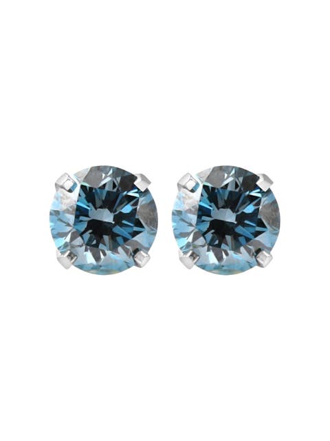 1 Ct T.W. Blue Lab Grown Diamond Studs 14K Gold Earrings