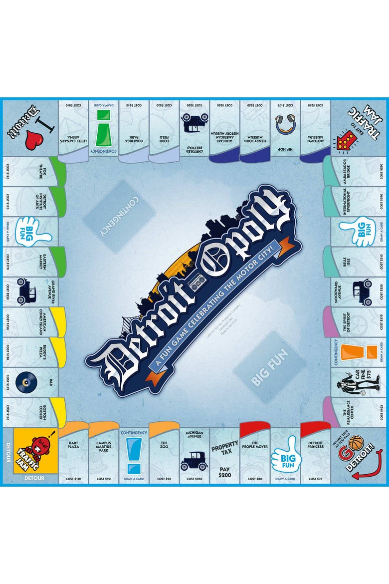 Detroit Opoly Board Game, Alternate, color, Multicolored