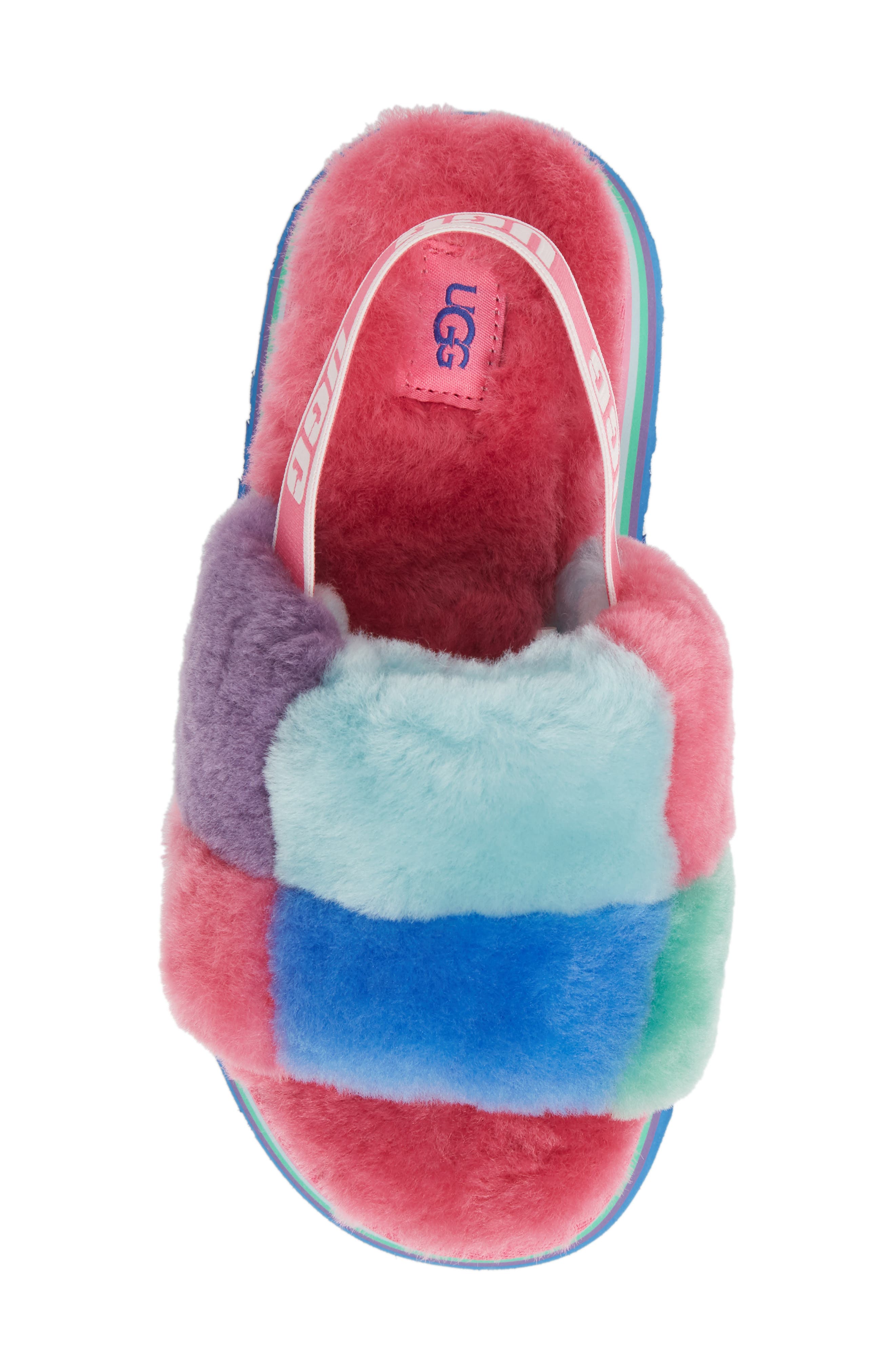 Disco Check Genuine Shearling Slingback Platform Slipper, Alternate, color, PRIDE STRIPES