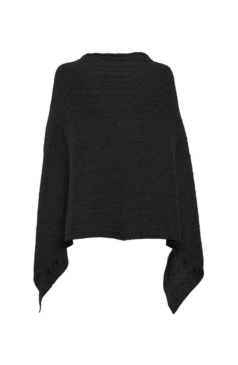 Monticelli Cashmere Pure Cashmere Textured Knit Poncho, Alternate, color, Black