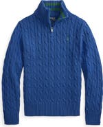 Polo Ralph Lauren Kids' Cotton Cable Knit Quarter Zip Sweater