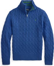 Polo Ralph Lauren Kids' Cotton Cable Knit Quarter Zip Sweater