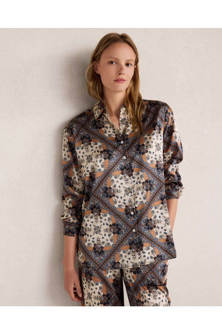 The Daily Shirt in Printed Washable Silk, Main, color, North Sea Multi