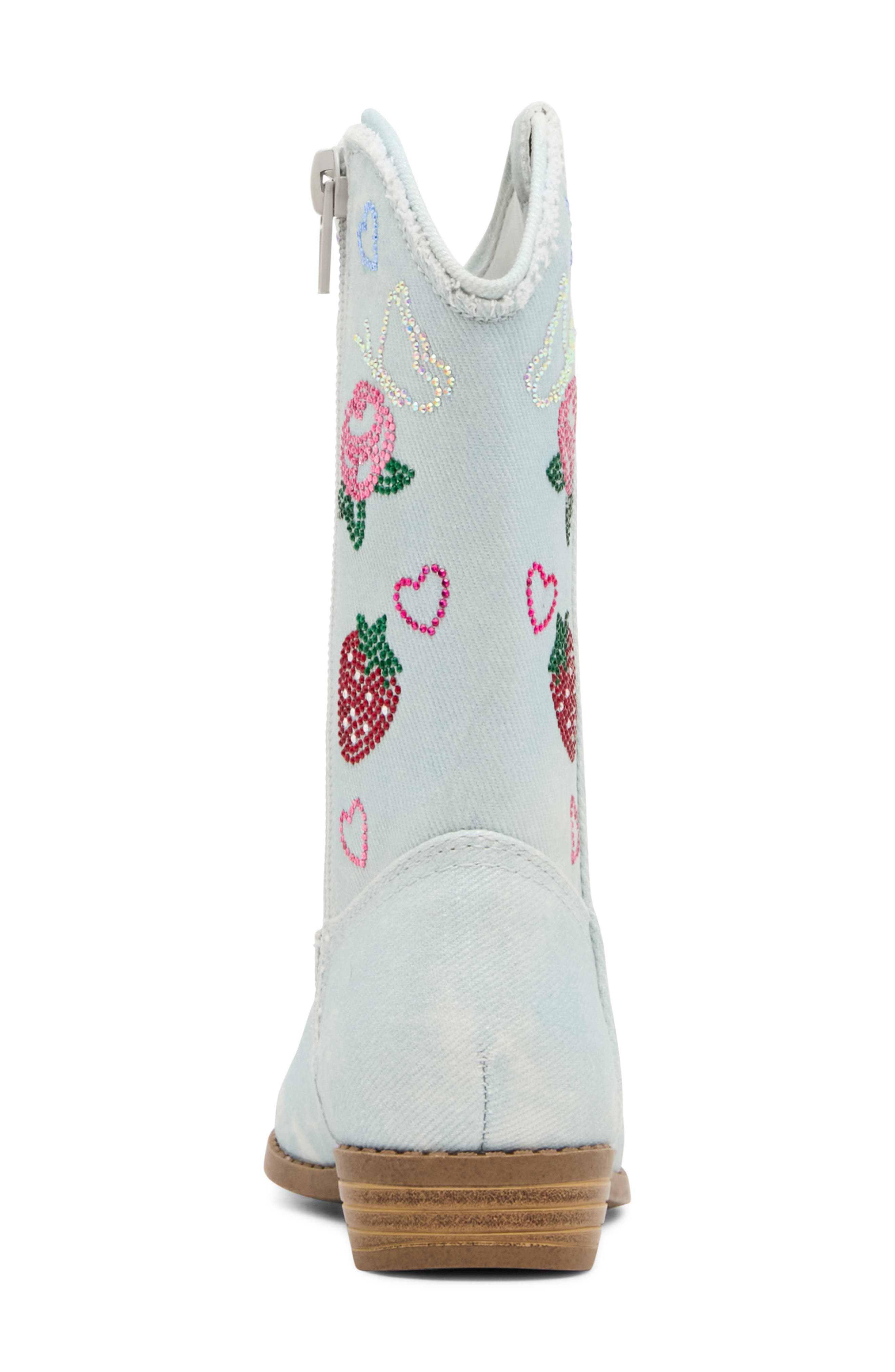 Kids' Tfern Western Boot, Alternate, color, LIGHT DENIM