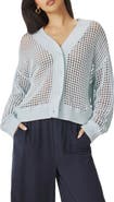 Splendid Camellia Openwork V-Neck Cotton Blend Cardigan