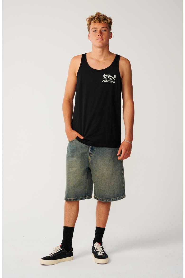 Archive Ripped Graphic Cotton Tank, Alternate, color, BLACK