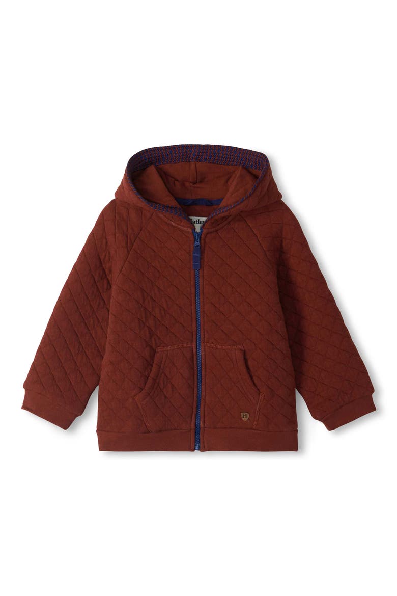 Kids' Quilted Zip Hoodie, Main, color, MADDER BROWN
