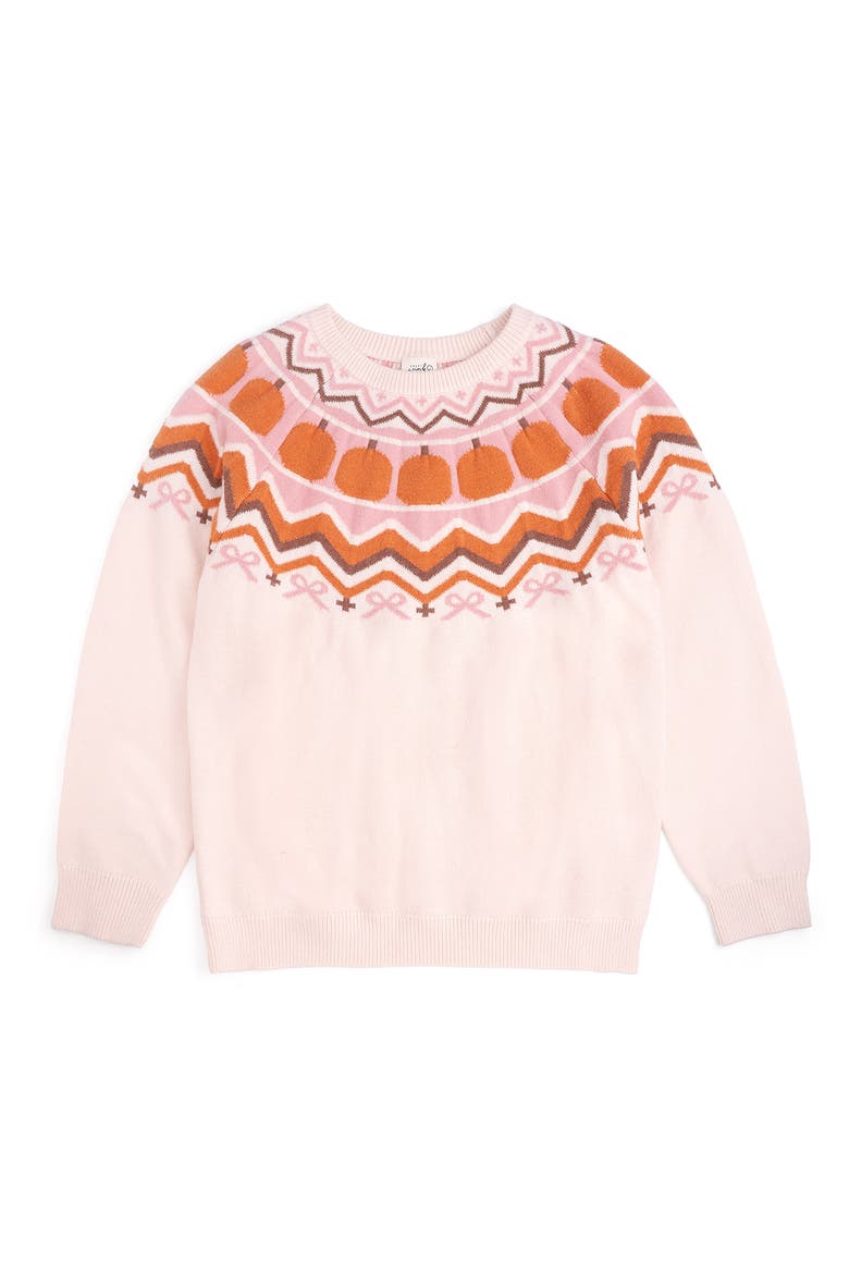 Pumpkin Fair Isle Women's Sweater, Main, color, Soft Pale Pink