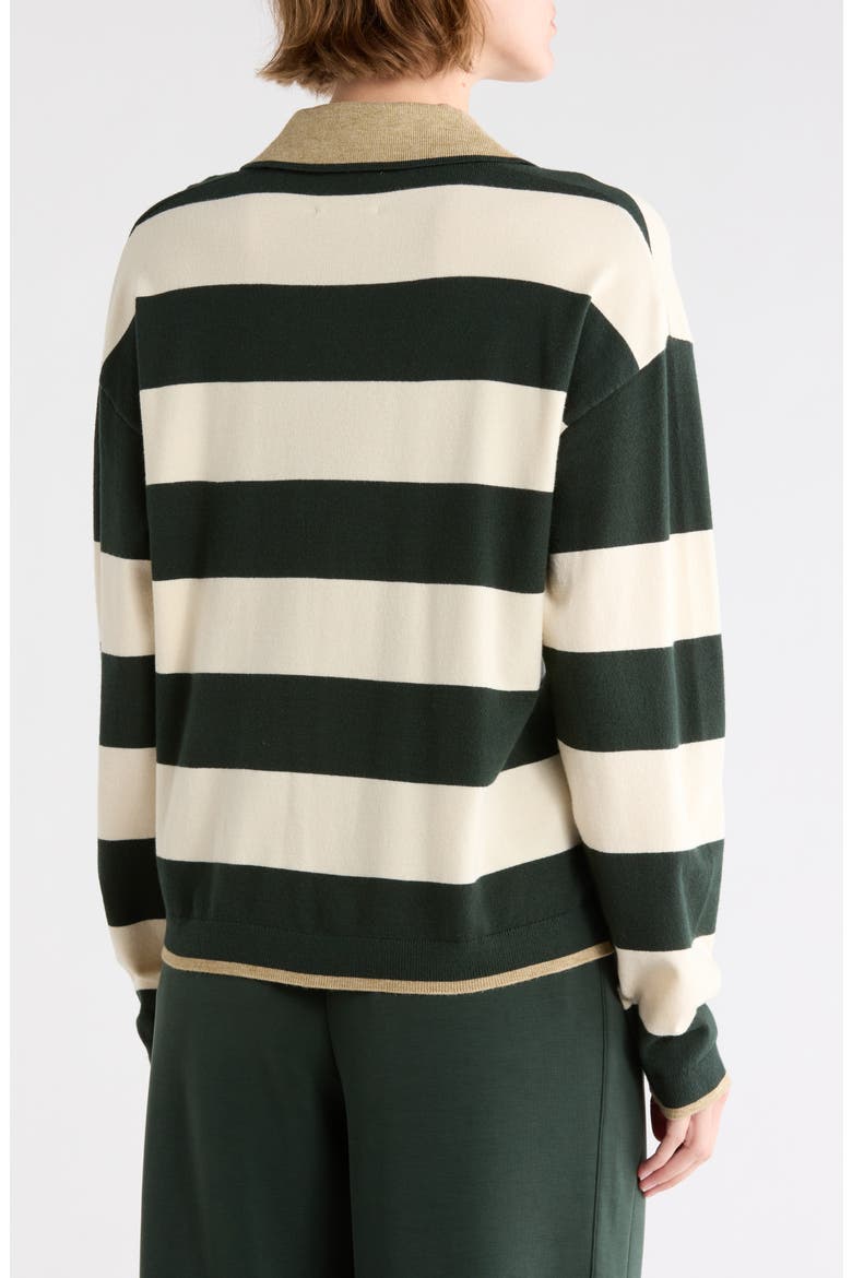 Stripe Polo Sweater, Alternate, color, SCARAB/ANTIQUE WHITE