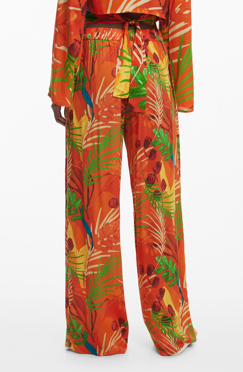 Desigual Wide Leg Cover-Up Pants, Alternate, color, Orange
