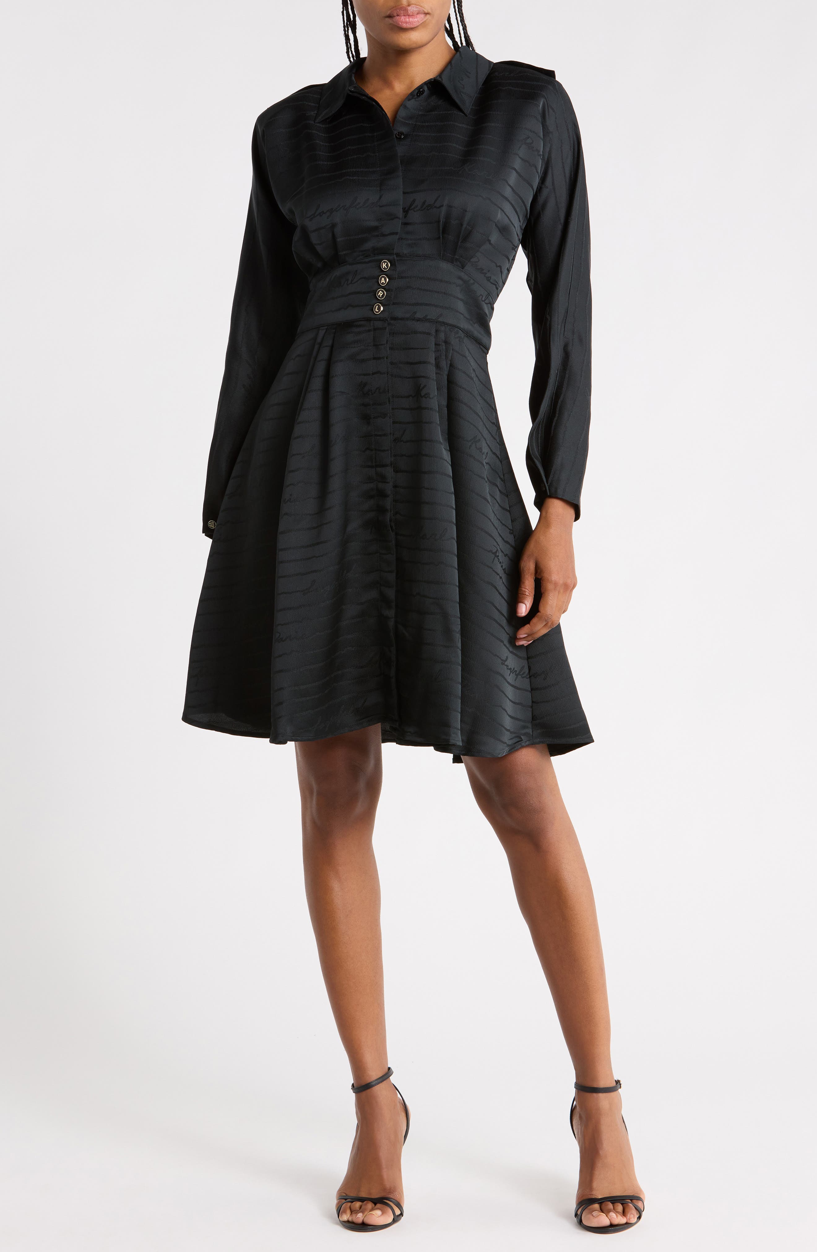 Long Sleeve Jacquard Shirtdress