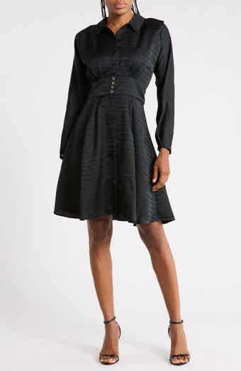 Long Sleeve Jacquard Shirtdress