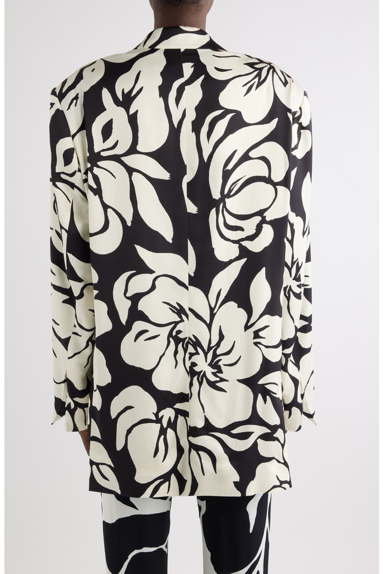 Tropical Floral Print Satin Jacket, Alternate, color, BLACK
