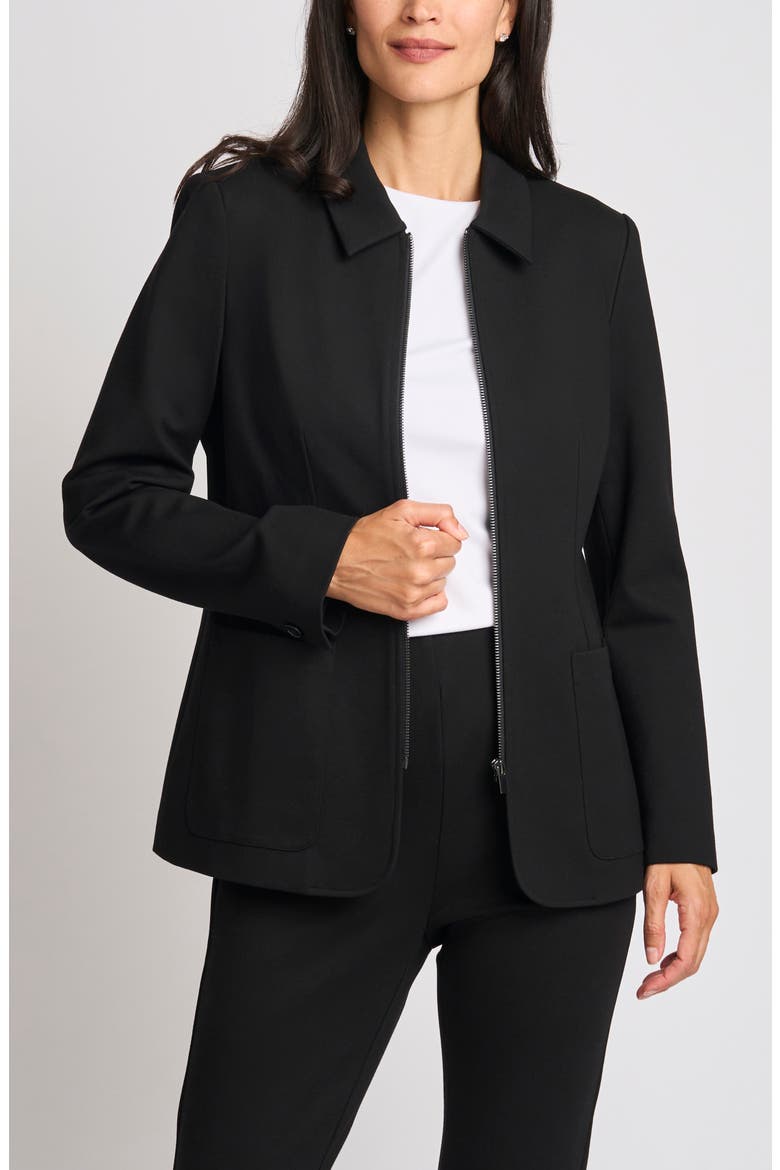 Double Zip Long Jacket, Main, color, RICH BLACK 060