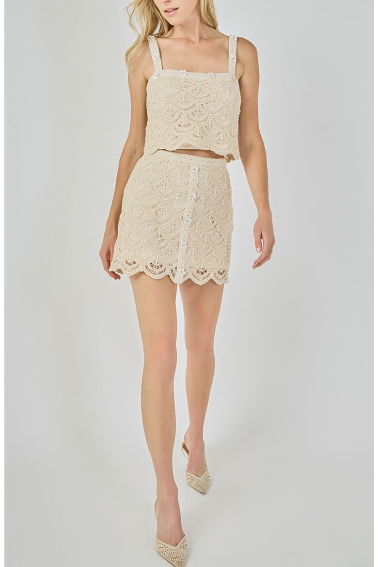 Textured Open Stitch Miniskirt, Alternate, color, NATURAL