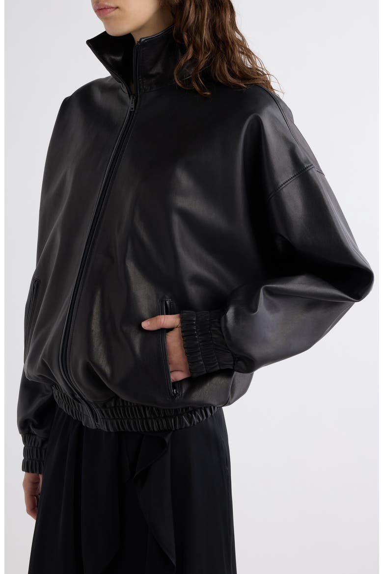 Lambskin Leather Blouson Jacket, Alternate, color, DARK BROWN