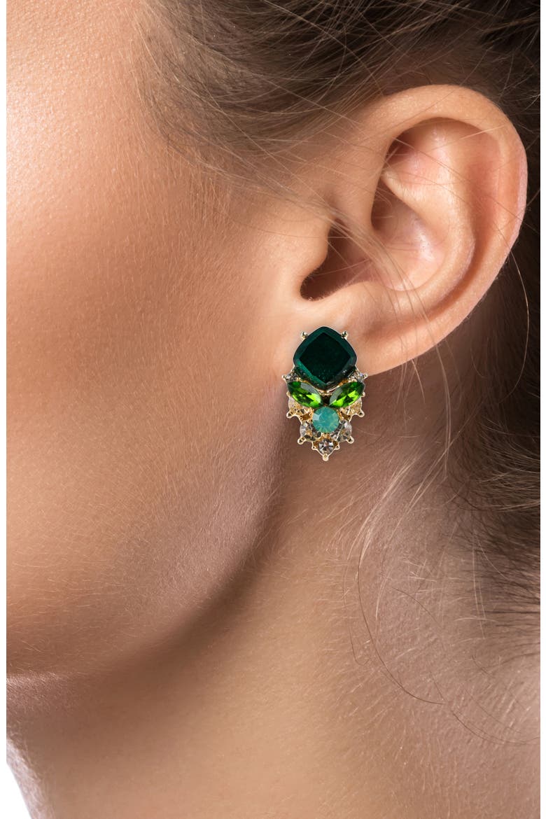 Crystal Stud Earrings (Nordstrom Exclusive), Alternate, color, GREEN/GOLD