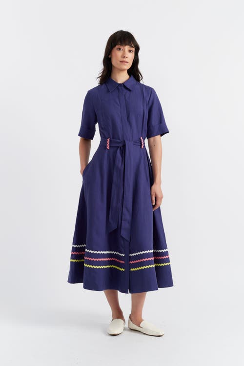 Chinti & Parker Starboard Linen Blend Dress In Admiral Blue