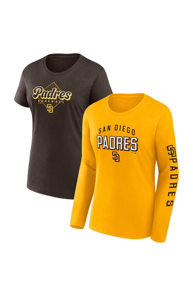 FANATICS Women's Fanatics Branded Gold/Brown San Diego Padres T-Shirt Combo Pack, Alternate, color, 