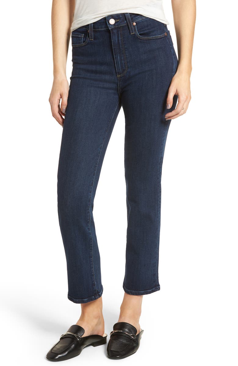 PAIGE Margot High Waist Ankle Straight Leg Jeans, Main, color, Darius