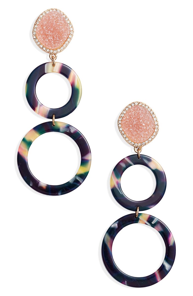 BaubleBar Destine Double Hoop Drop Earrings, Main, color, 