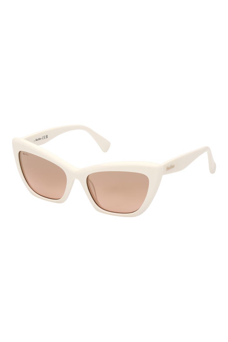 57mm Cat Eye Sunglasses, Alternate, color, WHITE / BROWN MIRROR