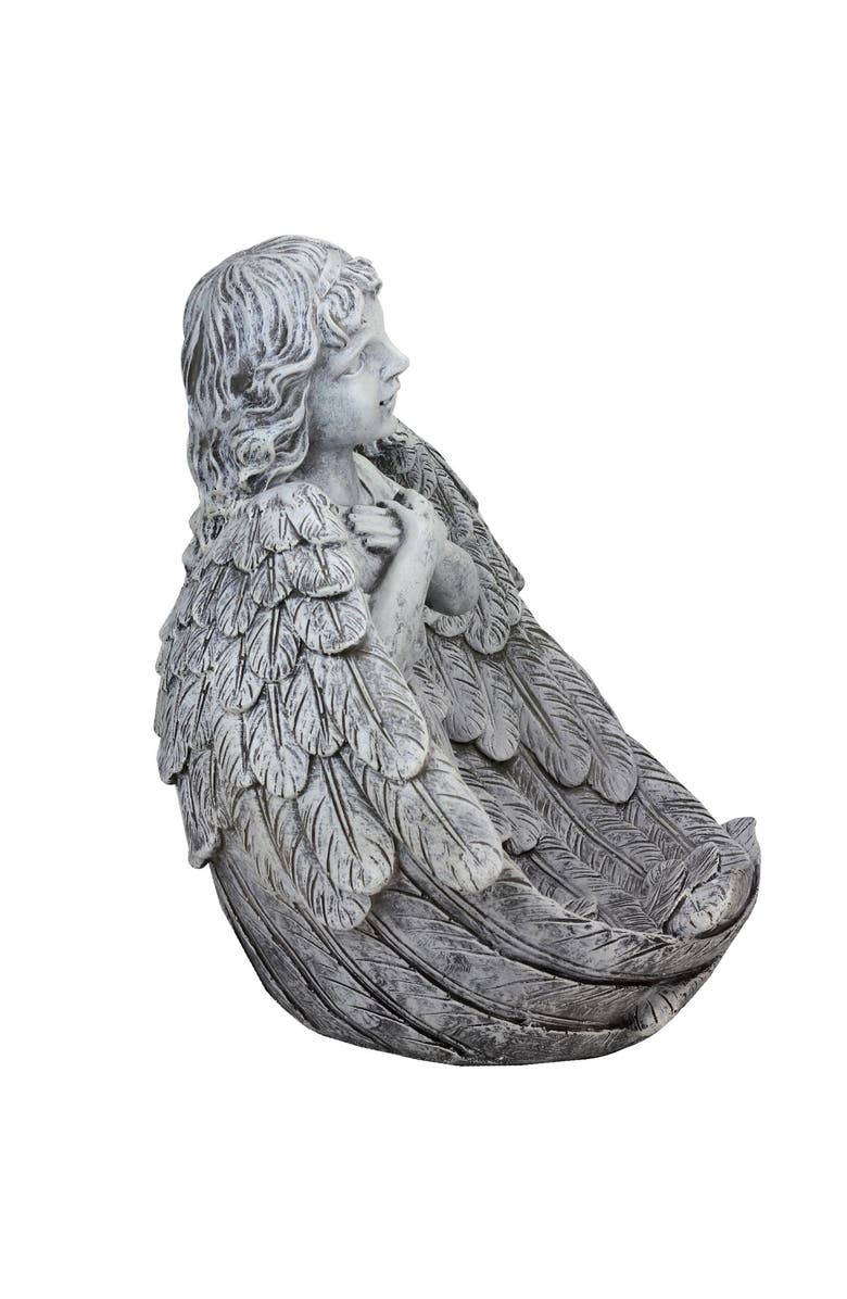 Northlight Angel Child Wrapped in Wings Outdoor Garden Statue - 16", Alternate, color, Gray