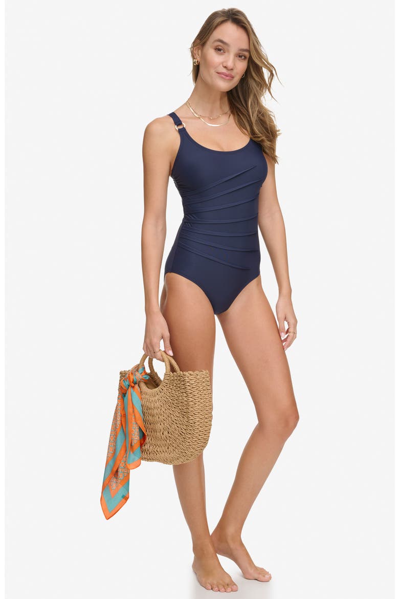 Starburst One-Piece Swimsuit, Alternate, color, NAVY
