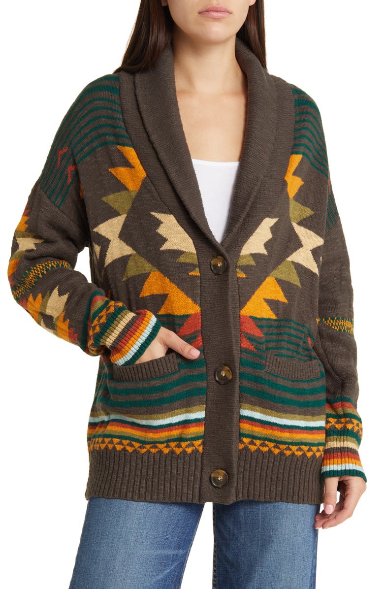 Faherty Woodland Organic Cotton Cardigan, Alternate, color,