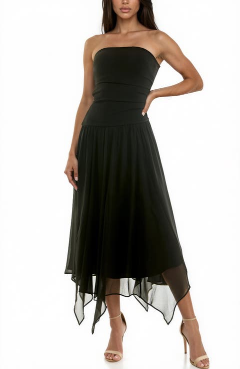 Mixed Media Strapless Gown