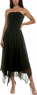 Socialite Mixed Media Strapless Gown