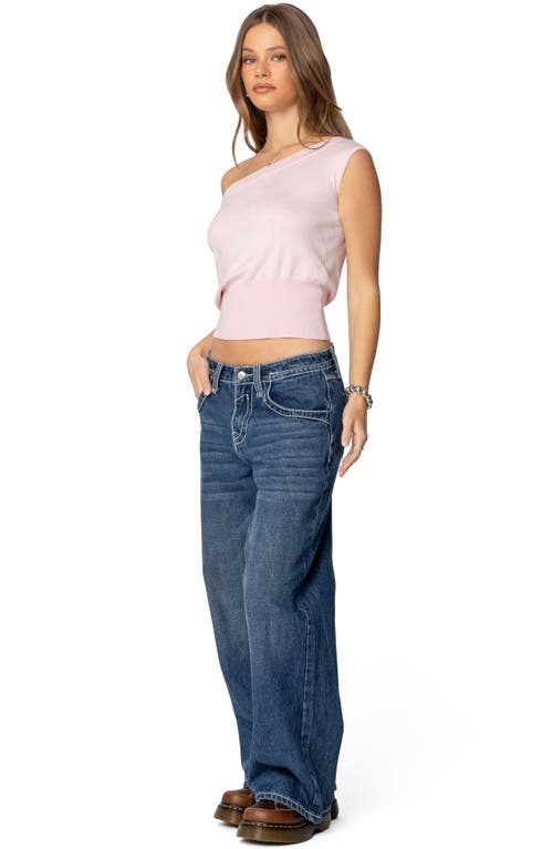 Shop Edikted Michaela One-shoulder Top In Light-pink