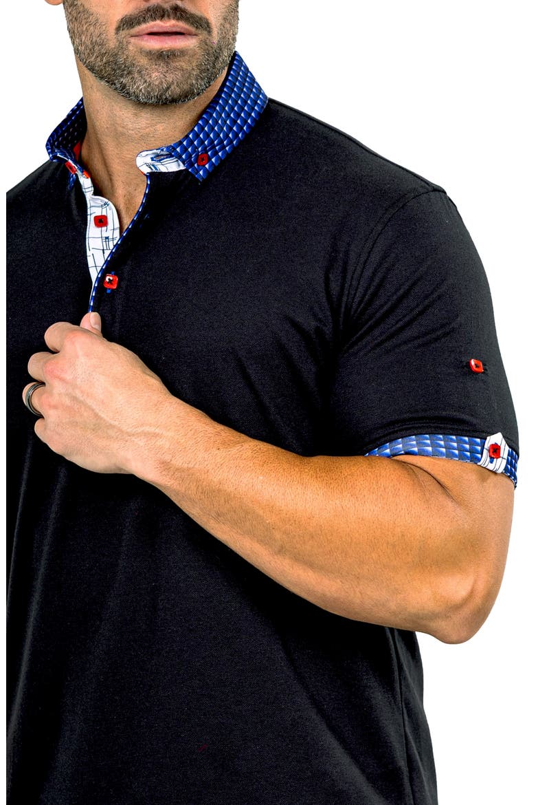Newton Marthyr0023 Black Button-Down Piqué Polo, Alternate, color, BLACK